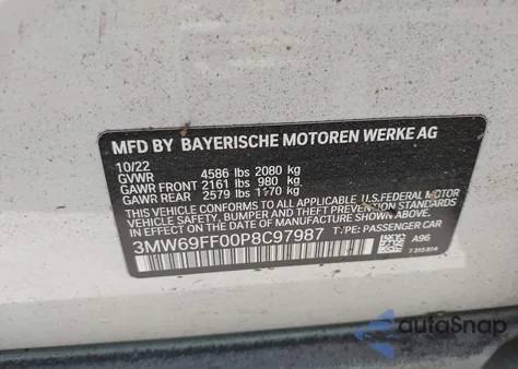 2023 BMW 330I from USA, damaged, VIN 3MW69FF00P8C97987